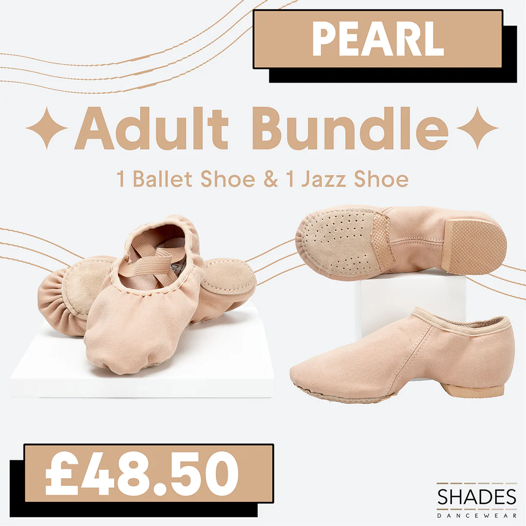 Ballet Shoes and Jazz Shoes Dancewear Bundle in Pearl shade