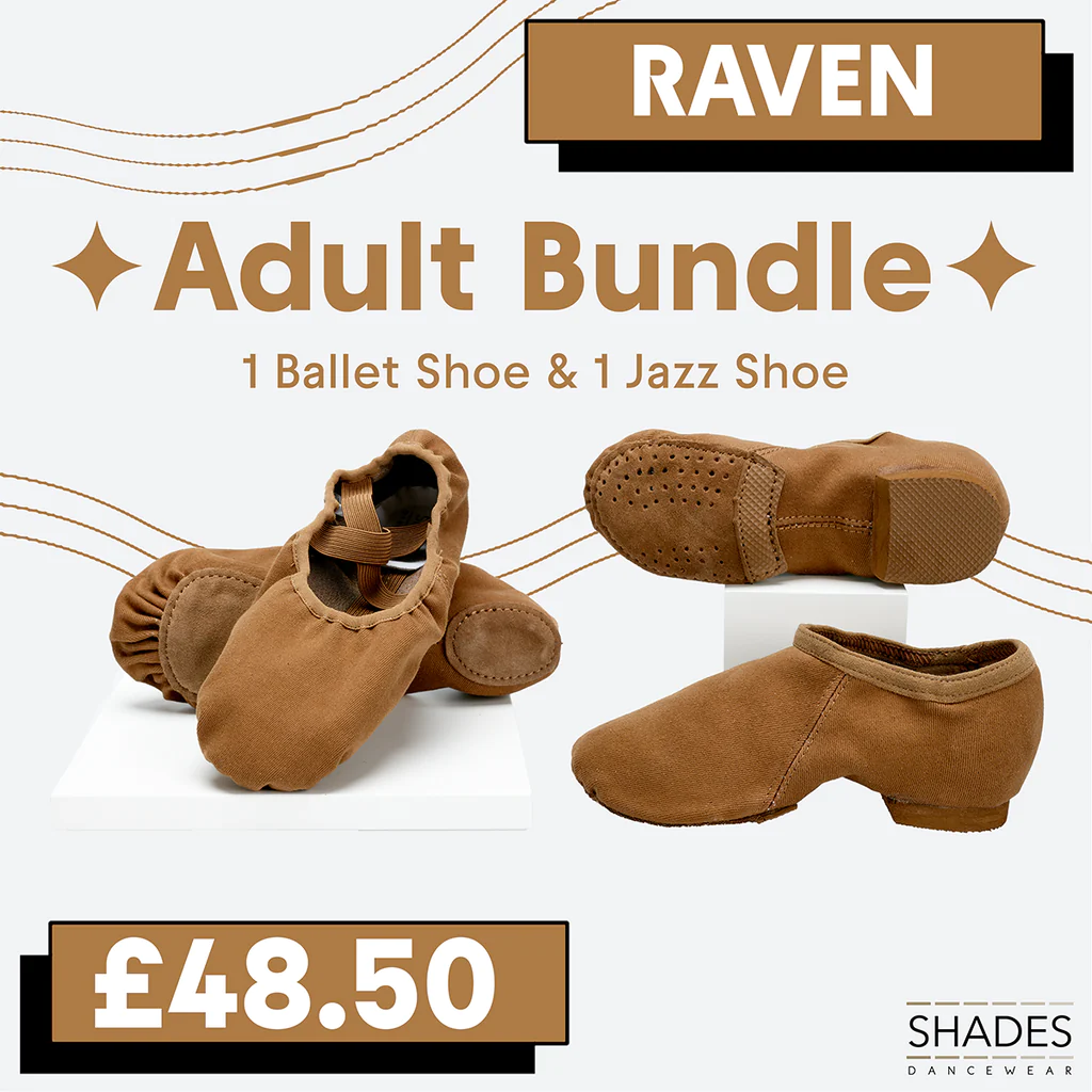 Ballet Shoes and Jazz Shoes Dancewear Bundle in Raven shade