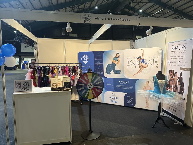 The International Dance Supplies stand featuring Shades Dancewear at Perform Festival