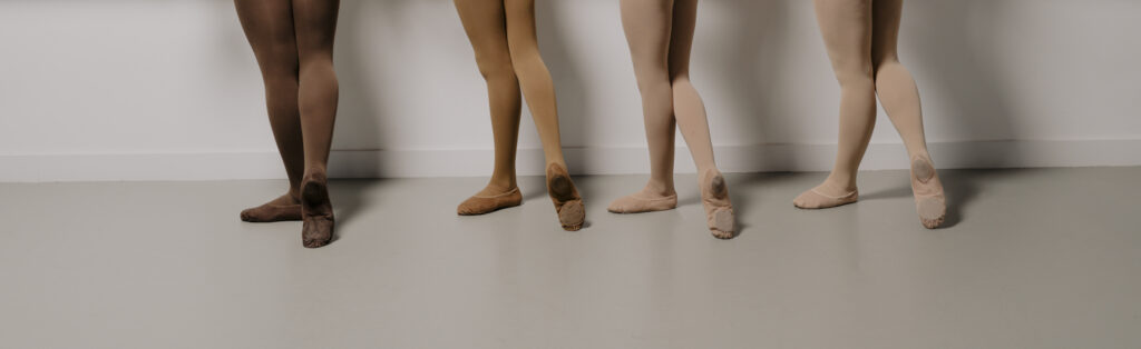 Image shows all four shades dancewear shades of convertible tights